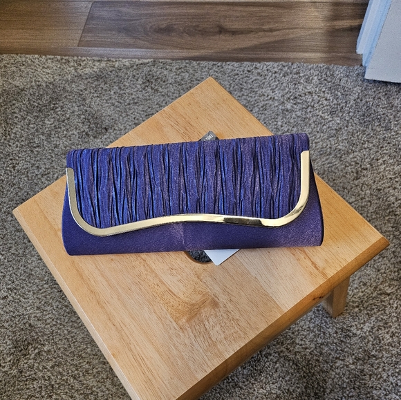 Charm’s – Royal Purple Satin Evening Clutch/Bag - Picture 1 of 16